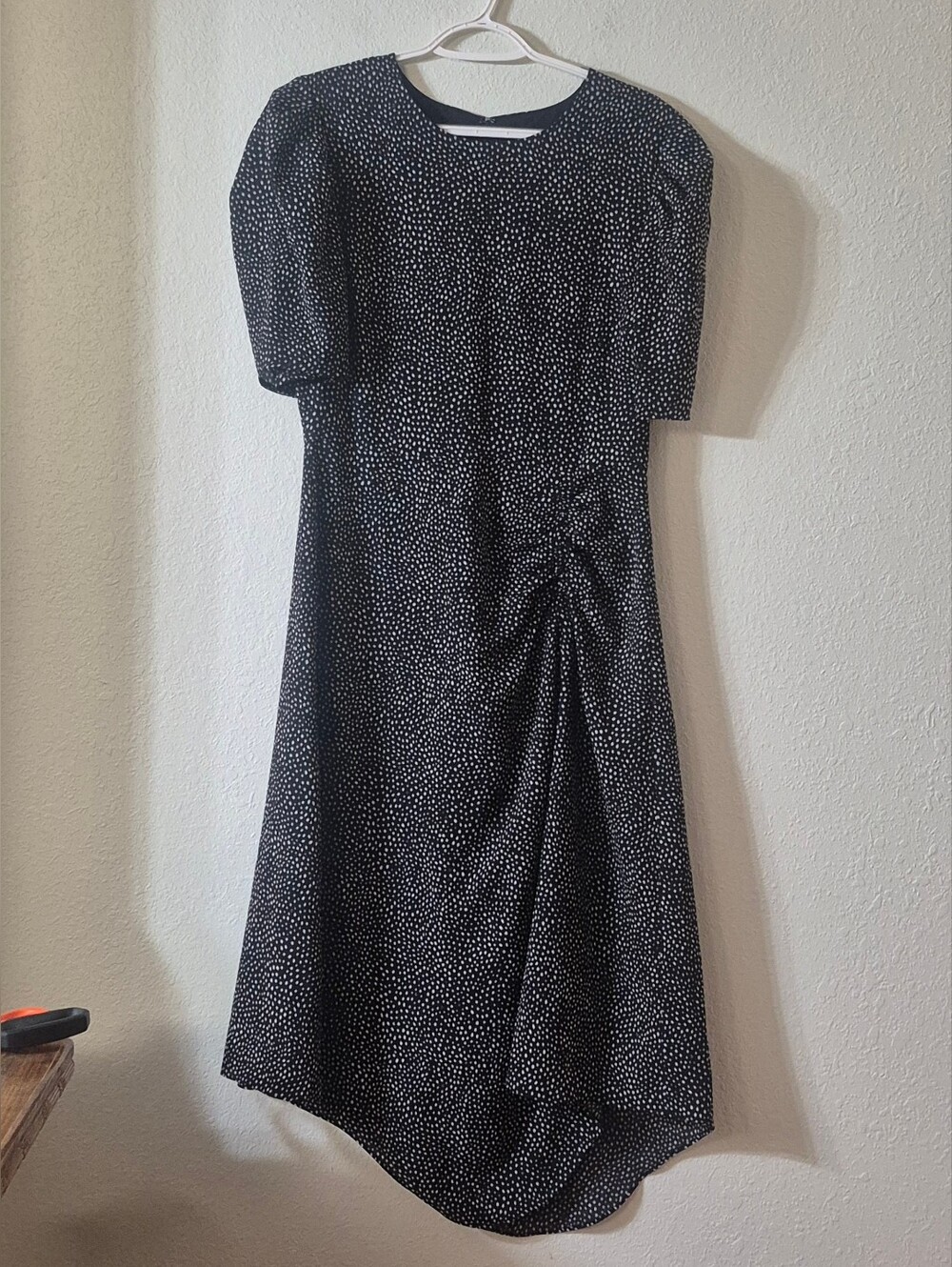 Halogen Black Midi Dress with White Dot Print